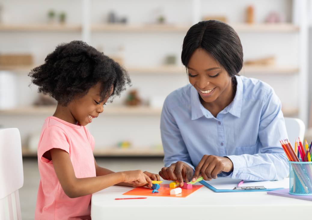 A child working with a BCBA at Autism Learning Collaborative in West Omaha